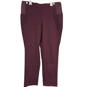 Womens L Anne Klein Wine Red Straight Slim Business Casual Office Comfort Pants